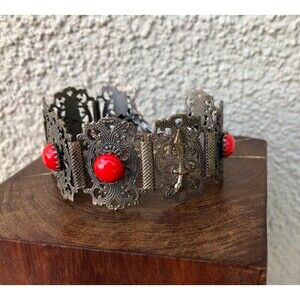 Vintage Filigree Moroccan Bracelet w/ Sword, Elephant